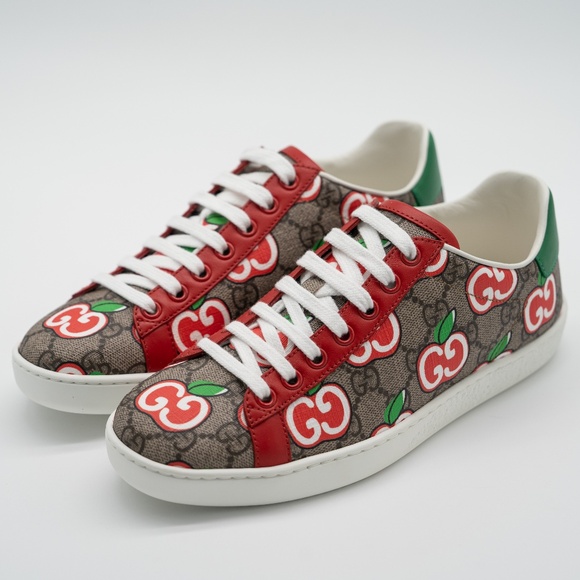 Size 36G 6 US Gucci Ace Chinese Valentine's Day Apple Cherry Brown Red - Picture 1 of 11